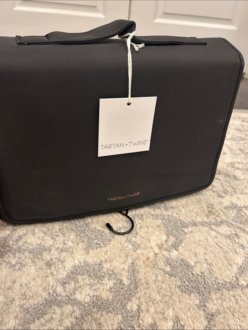 Tartan + Twine- Hanging Black Travel Toiletry Organizer with Clear Pockets